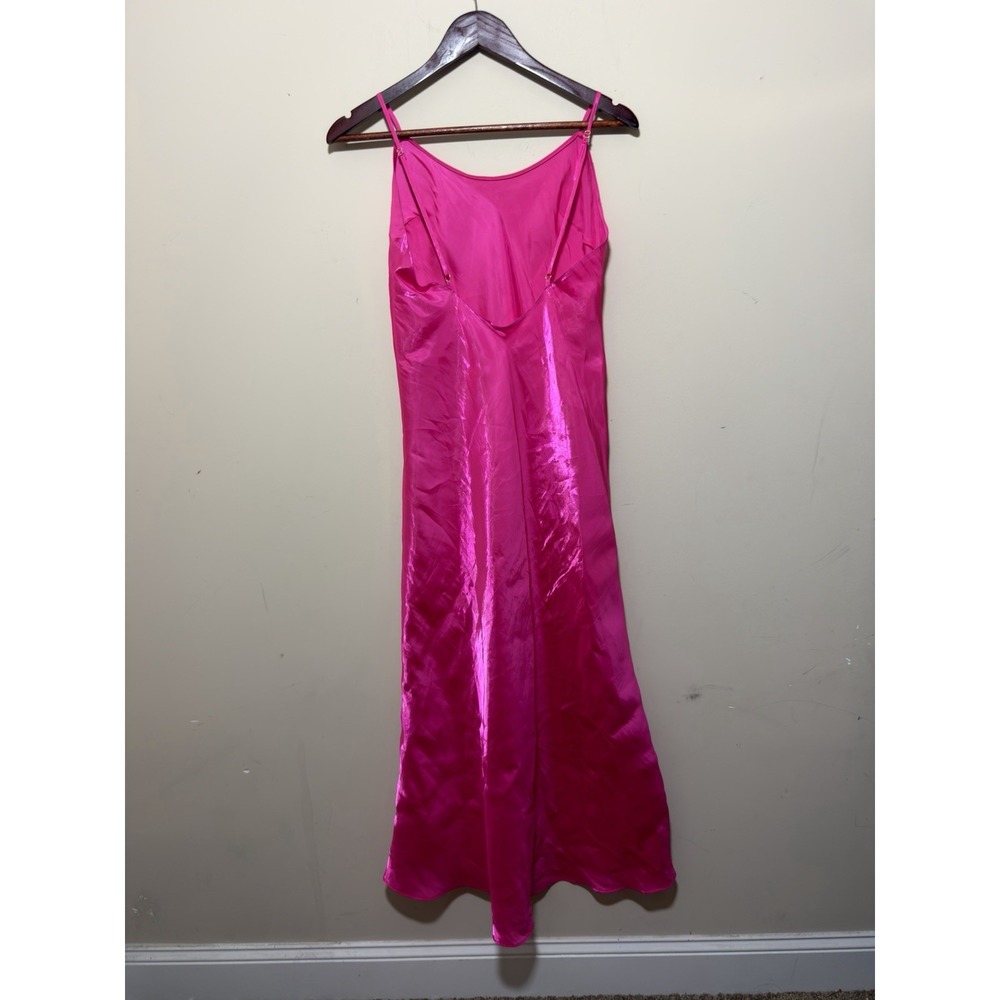 Victoria's Secret Long Satin Hot Pink Iridescent Nightgown Size Small